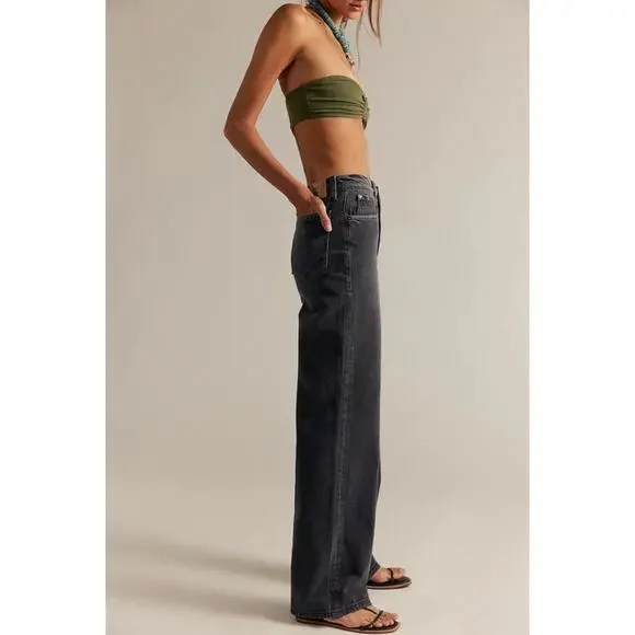 We The Free Tinsley Baggy Mid-Rise Straight Leg Jeans Blow Out Black 27" - Picture 2 of 7